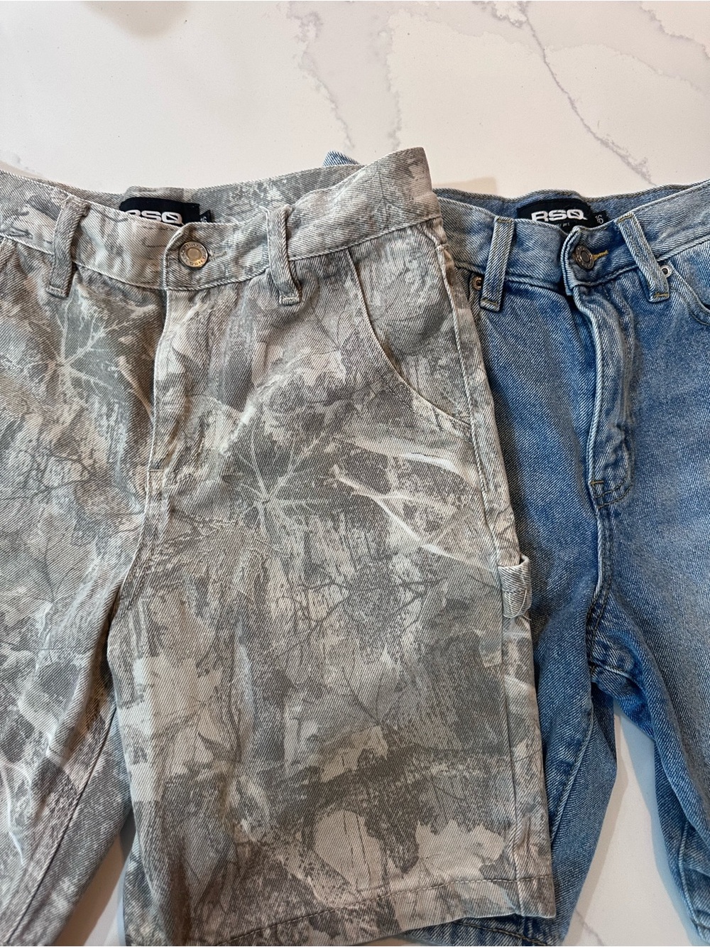 2 pair boys size 16 RSQ Jorts camo and light blue